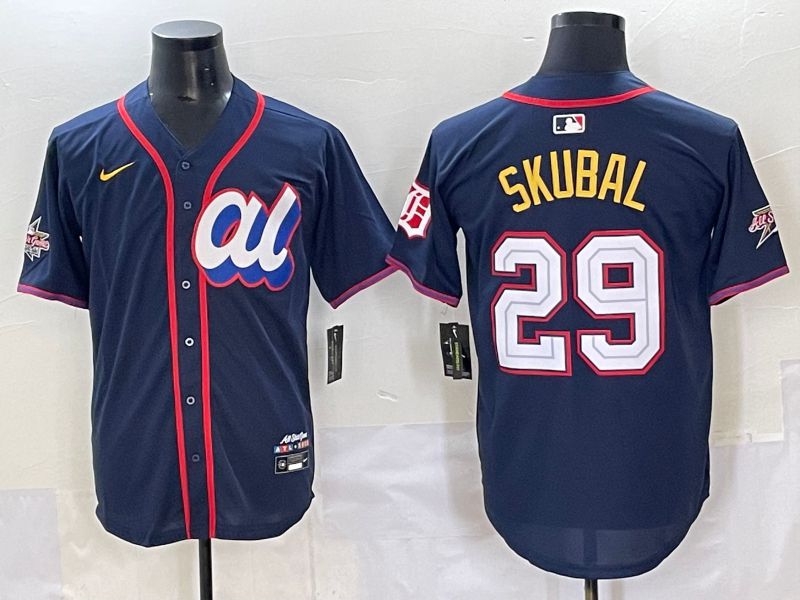Men 2025 Detroit Tigers #29 Skubal Drak Blue All star Nike MLB Jersey style 1->detroit tigers->MLB Jersey